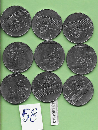 Lotto monete 100 - 9, lire