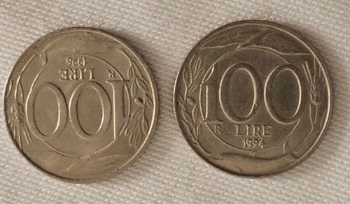 Moneta 100 lire capovolta - moneta,