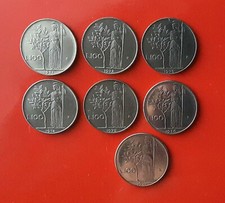 7 MONETE DA 100 LIRE MINERVA